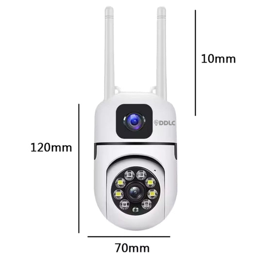 DDLC Wi-Fi Indoor Mini ptz  Dual-Lens (4MP+4MP) Pan-Tilt Zoom CCTV Camera, Outdoor Indoor Home Security Camera, dual view cctv camera Waterproof, 2 Way Talk, Color Vision, Motion Detection 128GB Support (Dual Lens Mini ptz)