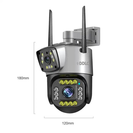 DDLC Smarthome SuperCams 6MP HD 1080p WiFi Dual Lens/Dual Screen Video Record Color Bullet+360° PTZ Control, IP66 Waterproof Outdoor Camera (1103 ptz)