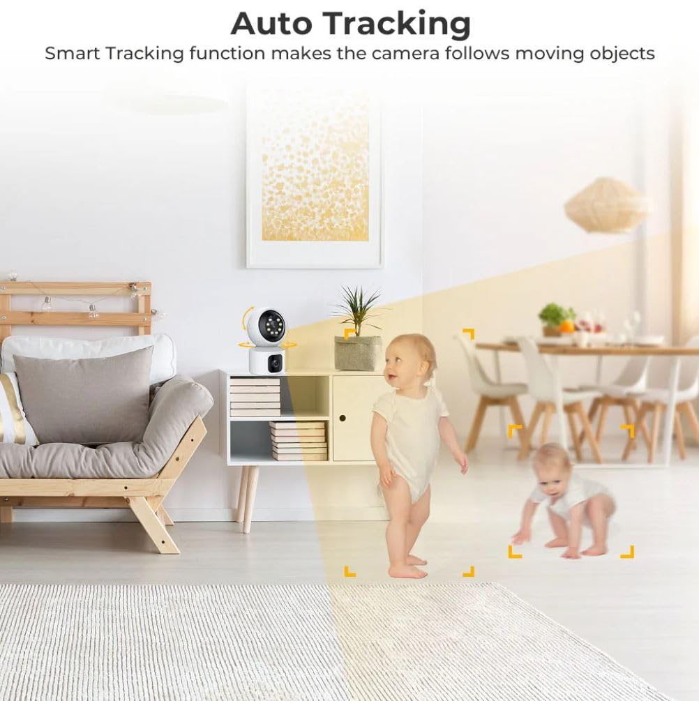 DDLC DuoXR 3MP Dual Lens Wireless WiFi Smart CCTV Camera | Ultra HD View | Double Side View | Two Way Talk | Motion Detection | Night Vision |Support Upto 128gb sd Card (2024 Double Camera)