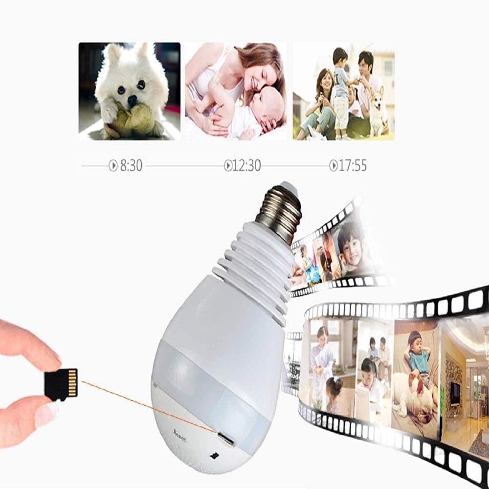 DDLC 360° 1080p HD Bulb Light Wireless IP Camera, Fish Eye 360 Degree Panoramic Mini Lamp IR CCTV Home Security CCTV Camera (Bulb Camera)