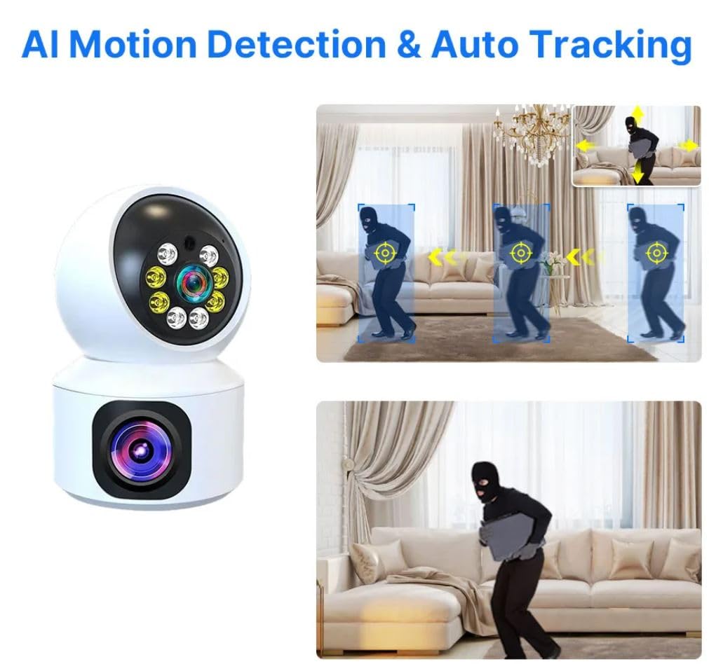 DDLC DuoXR 3MP Dual Lens Wireless WiFi Smart CCTV Camera | Ultra HD View | Double Side View | Two Way Talk | Motion Detection | Night Vision |Support Upto 128gb sd Card (2024 Double Camera)