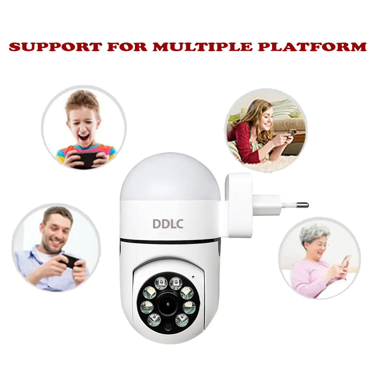 DDLC Plug Light Vision 1080p Security Camera,Home WiFi 360 Degree Pan/Tilt Panoramic IP Camera,Wireless Home Surveillance Cameras with Motion Detection,Two-Way Audio,Night Vision (Plug Light Vision)
