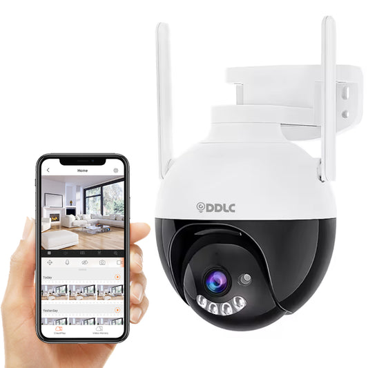 DDLC 1080P Smart 4MP FHD Wi-Fi Outdoor PTZ Security Camera with 360 Degree Video Coverage, Two-Way Audio Talk & Colored Night Vision Motion Detection and Voice Tracking (5mp FHD)