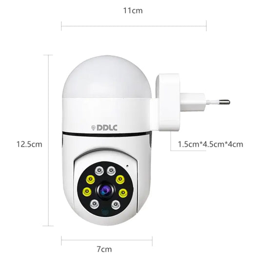 DDLC Plug Light Vision 1080p Security Camera,Home WiFi 360 Degree Pan/Tilt Panoramic IP Camera,Wireless Home Surveillance Cameras with Motion Detection,Two-Way Audio,Night Vision (Plug Light Vision)