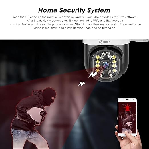DDLC Smart 1080p Wireless WiFi IP CCTV Security 1080p PTZ Outdoor IP66 Waterproof Pan Tilt Speed Dome Home Surveillance Camera with Motion Detection Two Way Audio Communication (Black PTZ)