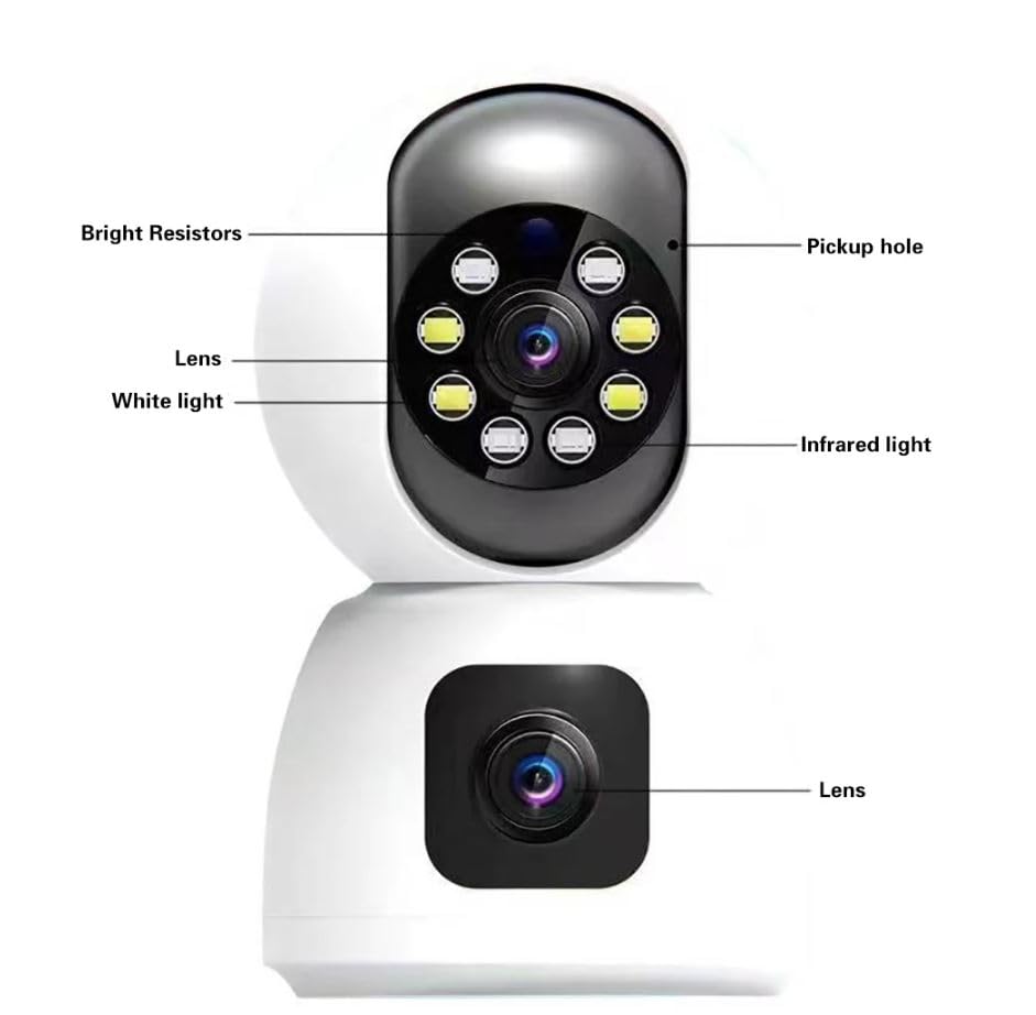 DDLC DuoXR 3MP Dual Lens Wireless WiFi Smart CCTV Camera | Ultra HD View | Double Side View | Two Way Talk | Motion Detection | Night Vision |Support Upto 128gb sd Card (2024 Double Camera)