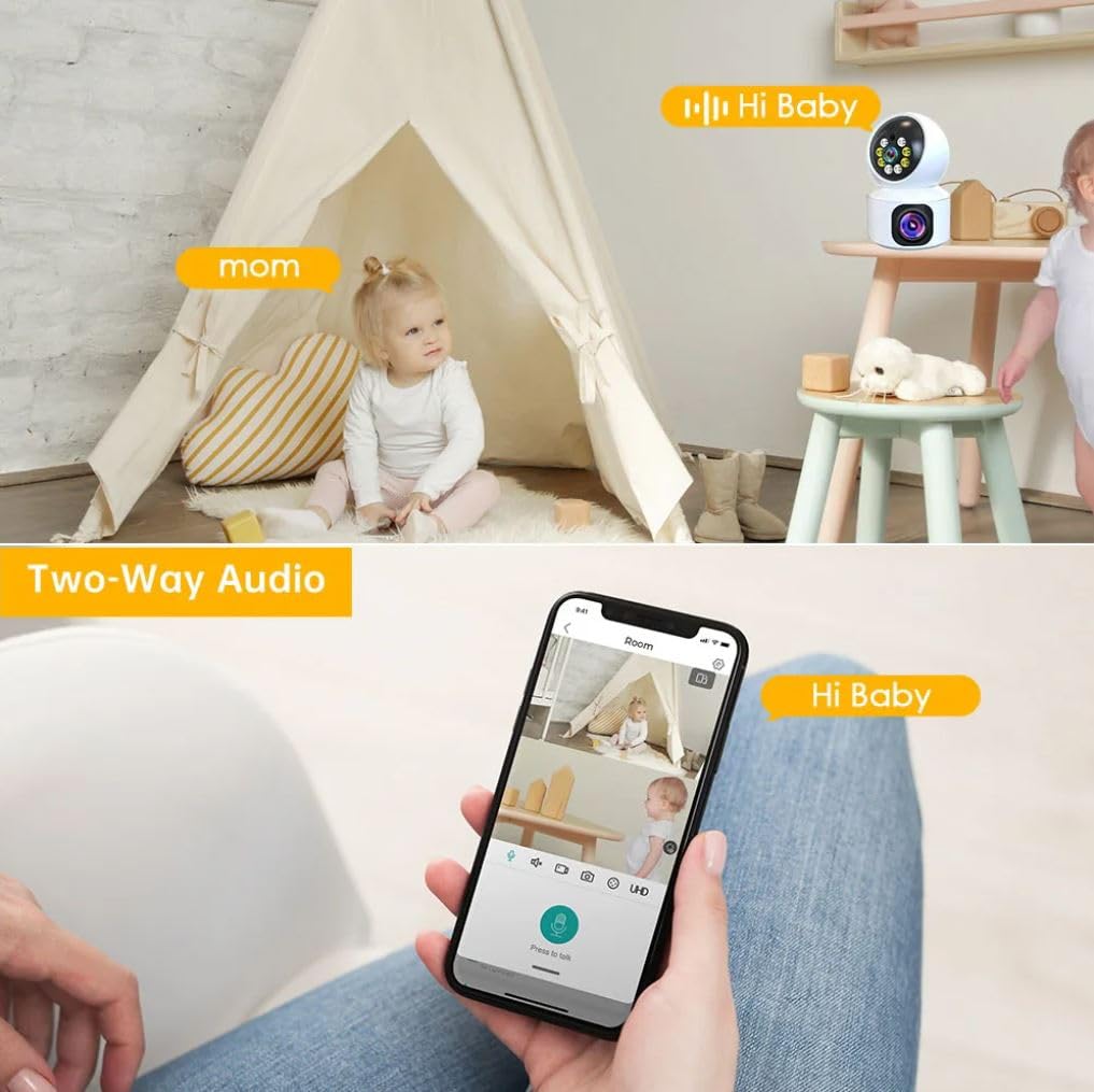 DDLC DuoXR 3MP Dual Lens Wireless WiFi Smart CCTV Camera | Ultra HD View | Double Side View | Two Way Talk | Motion Detection | Night Vision |Support Upto 128gb sd Card (2024 Double Camera)