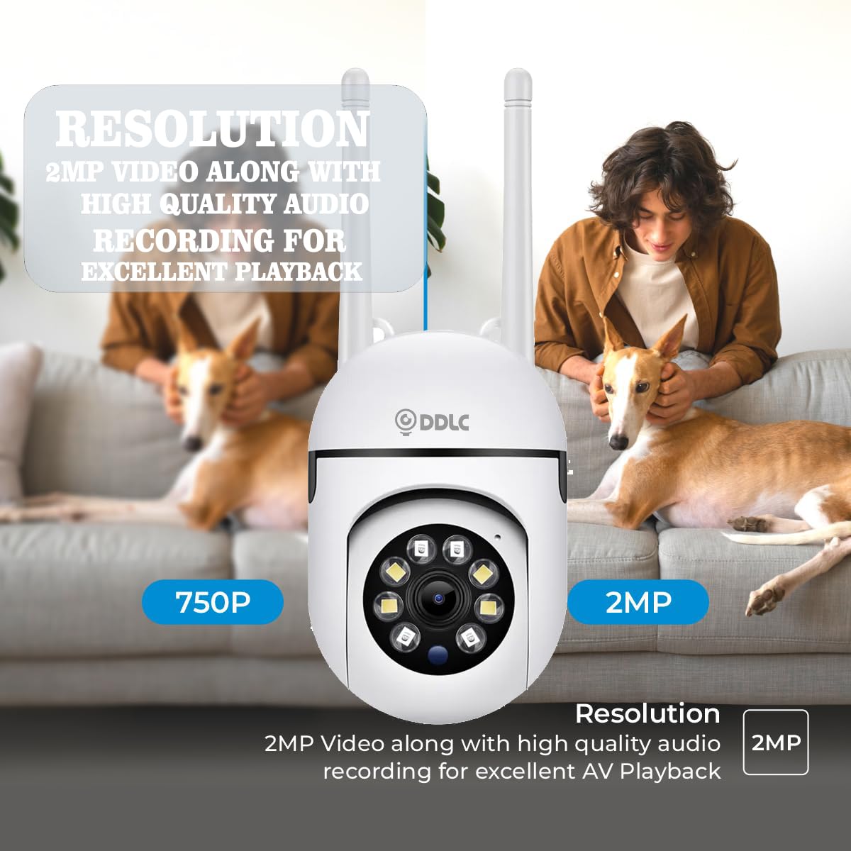 DDLC Indoor Camera Wireless, Security Camera WiFi & 2.4ghz, 1080p Security Cameras Wireless Outdoor/Indoor Full Color Day and Night, Motion Detection, Dome Surveillance Cameras 360° View (Mini ptz)