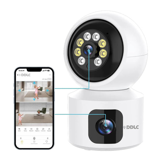 DDLC DuoXR 3MP Dual Lens Wireless WiFi Smart CCTV Camera | Ultra HD View | Double Side View | Two Way Talk | Motion Detection | Night Vision |Support Upto 128gb sd Card (2024 Double Camera)