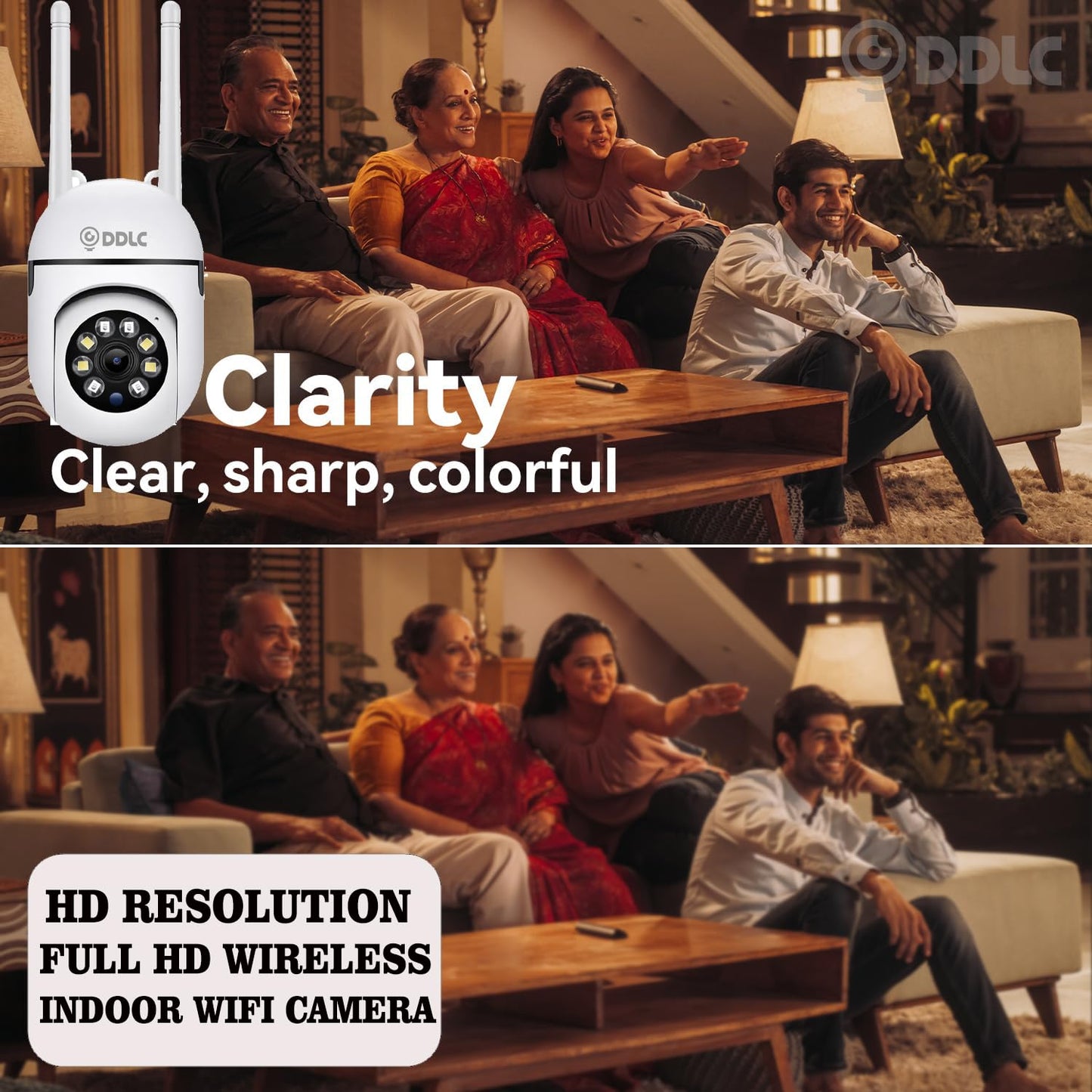 DDLC Indoor Camera Wireless, Security Camera WiFi & 2.4ghz, 1080p Security Cameras Wireless Outdoor/Indoor Full Color Day and Night, Motion Detection, Dome Surveillance Cameras 360° View (Mini ptz)
