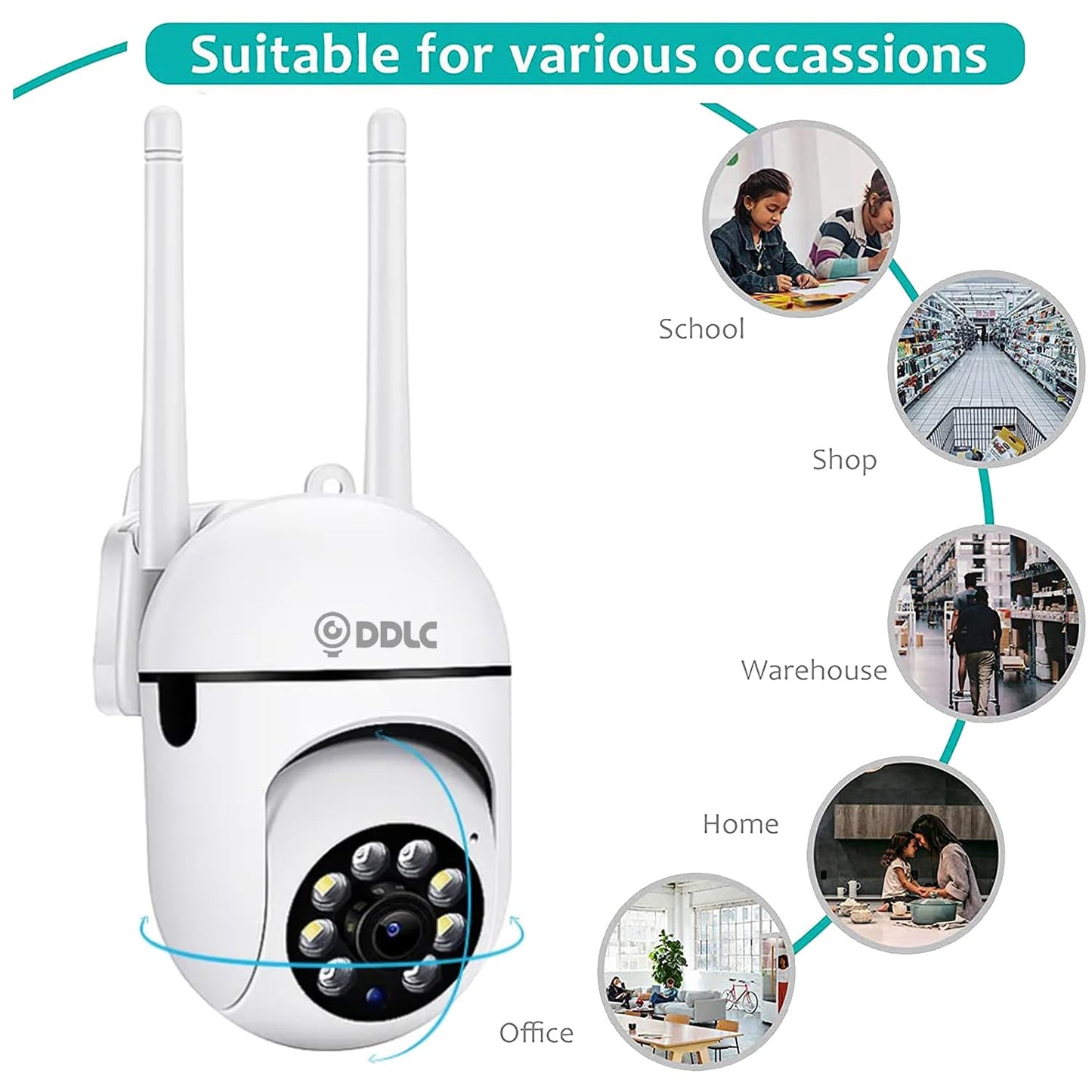 DDLC Indoor Camera Wireless, Security Camera WiFi & 2.4ghz, 1080p Security Cameras Wireless Outdoor/Indoor Full Color Day and Night, Motion Detection, Dome Surveillance Cameras 360° View (Mini ptz)