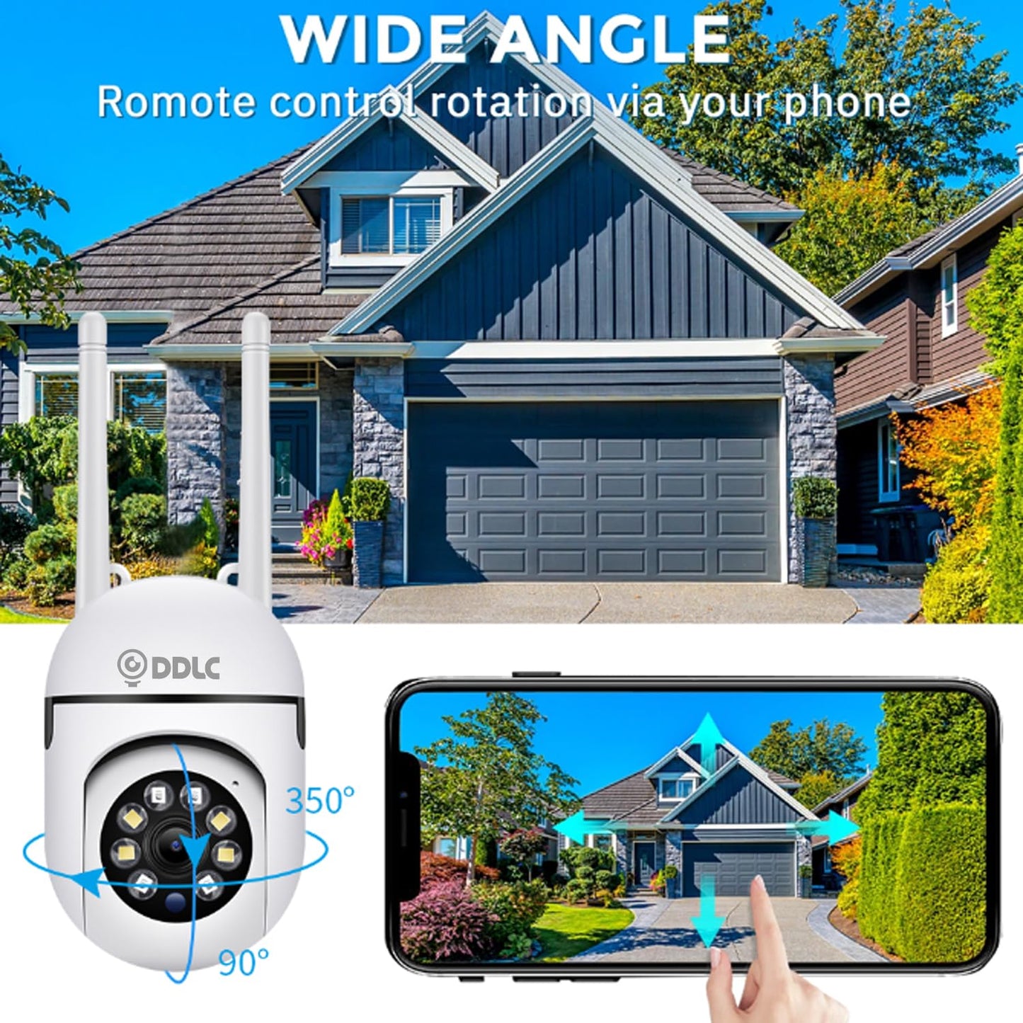 DDLC Indoor Camera Wireless, Security Camera WiFi & 2.4ghz, 1080p Security Cameras Wireless Outdoor/Indoor Full Color Day and Night, Motion Detection, Dome Surveillance Cameras 360° View (Mini ptz)