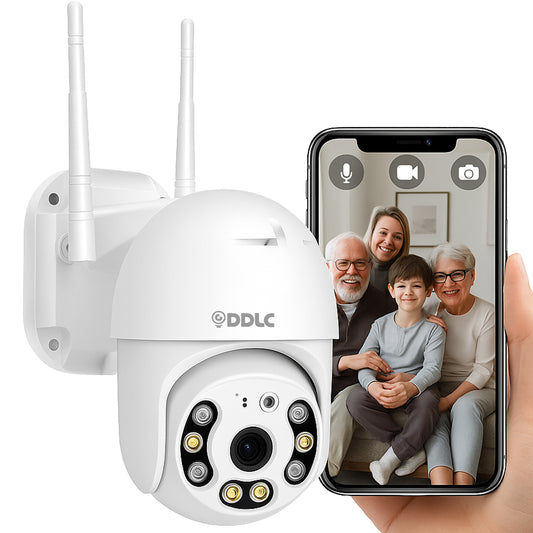 DDLC Wi-Fi Smart Outdoor 355° PTZ Camera with Live Monitoring| Two-Way Audio| Motion Detection| Alarm |SD Card Recording| Cloud Storage | Full-Color | IP66 All Weather Proof (PTZ)