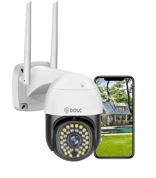 DDLC Smart 1080p Wireless WiFi IP CCTV Security 1080p PTZ Outdoor IP66 Waterproof Pan Tilt Speed Dome Home Surveillance Camera with Motion Detection Two Way Audio Communication (Black PTZ)